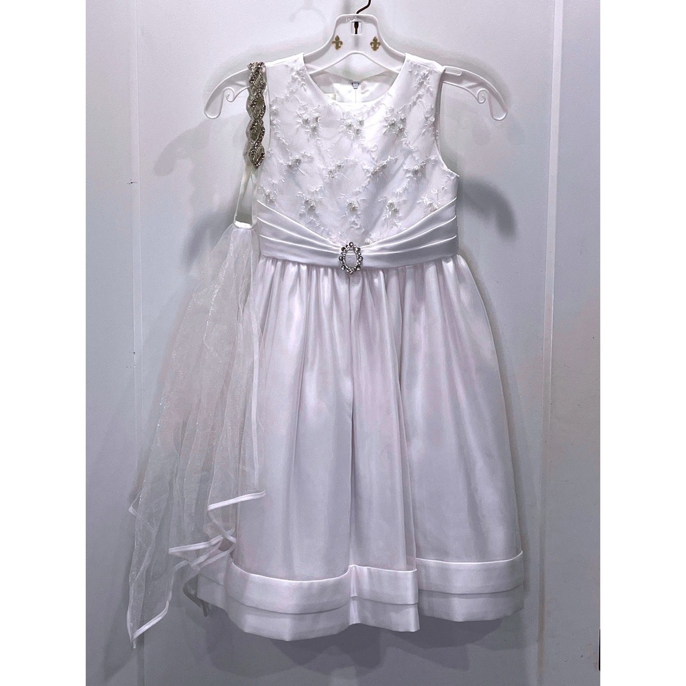 American Princess Girls White Dress First Communion Wedding Party Pageant Size 7